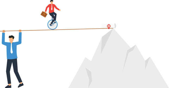  growth potential, future planning, challenge accepted, effort reward, performance metric, career development, business people, professional attire, blue shirt, red shirt, briefcase carrying