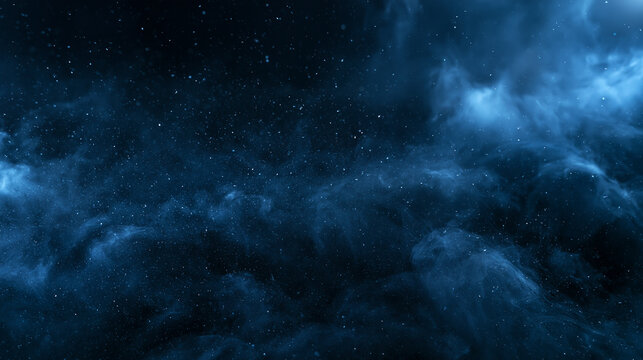 Deep Blue Space Nebula Background with Glowing Stars