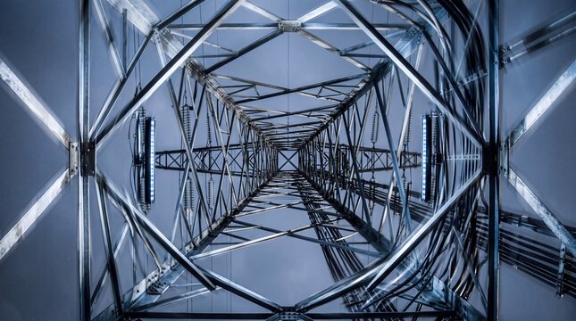 Low Angle View of High Voltage Power Transmission Tower