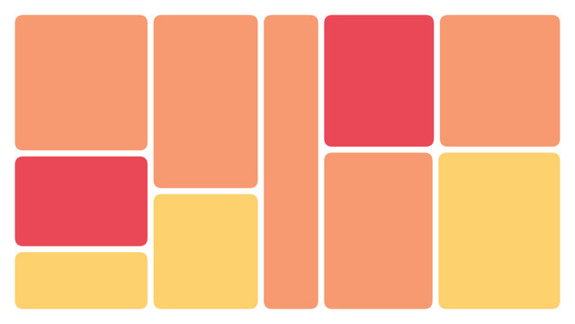 Abstract geometric collage of rounded squares and rectangles in