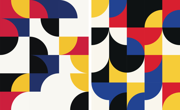 Abstract geometric pattern with circular segments and primary co