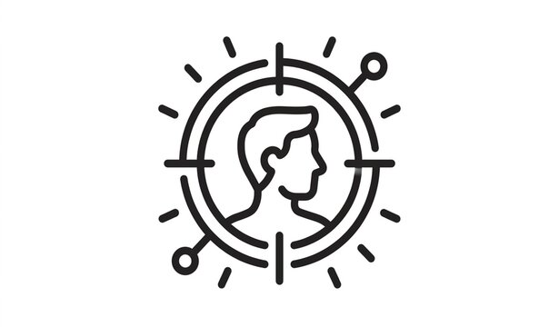 Customer focus target user engagement and client service outline vector icon