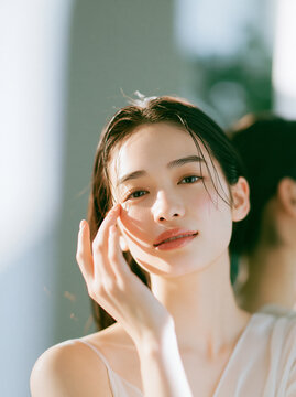 健康的で肌のきれいなナチュラル美人女性