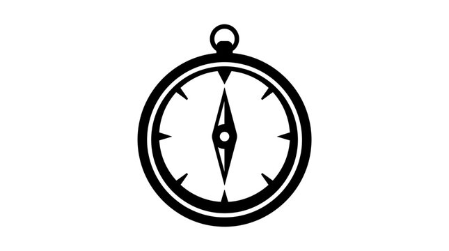 Single Traditional Magnetic Compass Silhouette &ndash; Navigation and Travel Vector Icon