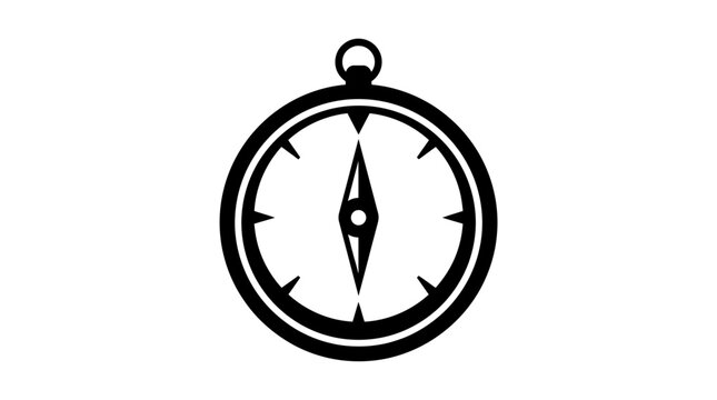 Single Traditional Magnetic Compass Silhouette &ndash; Navigation and Travel Vector Icon