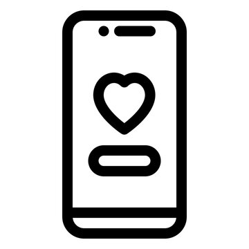 Smartphone mobile donation app line icon for online charity and digital funding