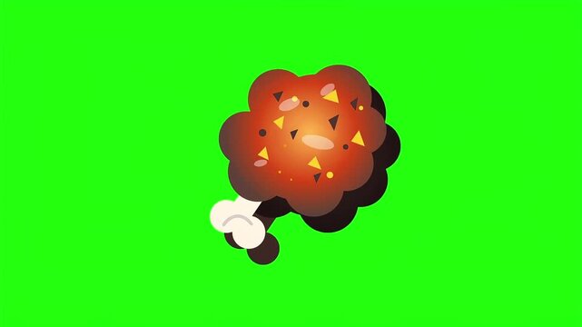 2D green screen animation of cartoon style fried chicken