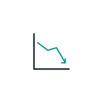 Bearish Downward Market Trend Graph With Descending Diagonal Arrow And Grid Lines
