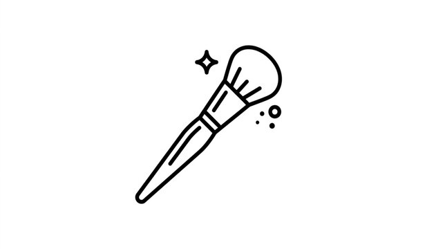 Makeup brush beauty cosmetics application editable outline vector icon