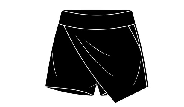 Women's skort vector icon black silhouette flat design skirt shorts illustration