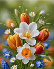 Obraz premium bouquet of flowers on white background
