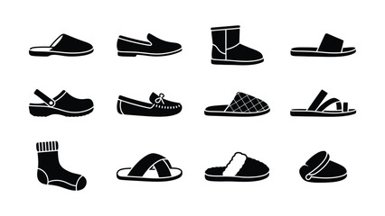 Fototapeta premium Variety of stylish footwear icons with transparent background for design use