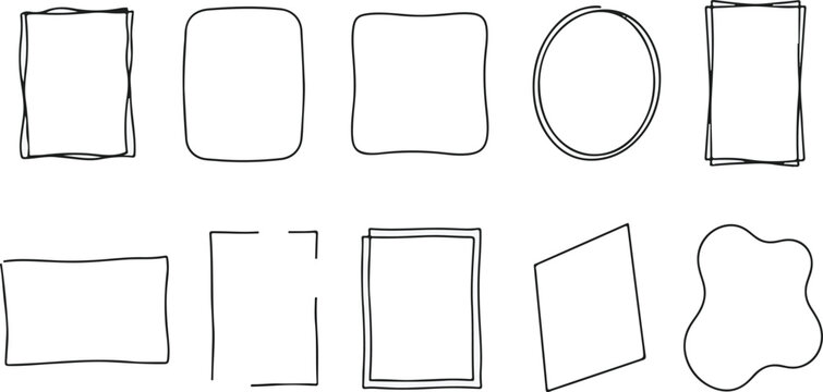 A collection of roughly sketched geometric shapes including rectangles ovals and a star hand drawn with a pen