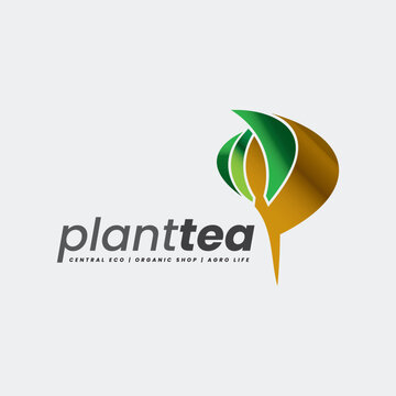 Green Tea Leaf Gardening P Letter Logo
