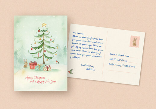 Christmas Card with Cute Illustrations