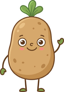Happy Potato Mascot Vector Illustration in Cute Kawaii Style Adobe Illustrator Artwork