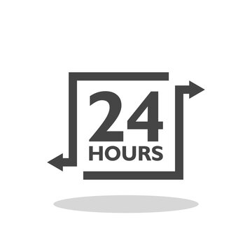 24 hours delivery sign icon with  shadow