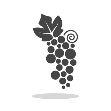 Grapes with leaf sign icon with shadow