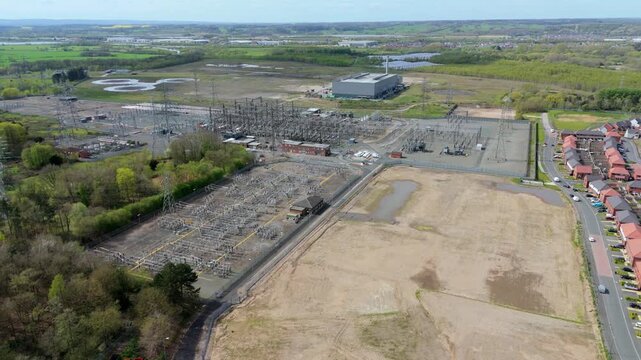 Aerial View of Drakelow Substation and Energy Recovery Power Plant in UK