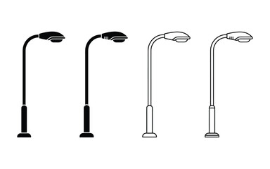 Obraz premium Modern street light poles collection vector illustration in black and white with illustration