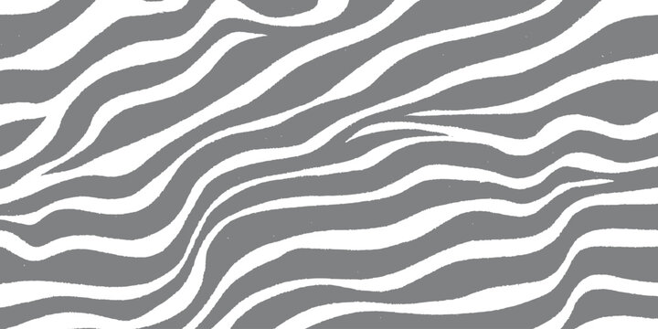 Abstract grey and white wavy zebra stripe pattern vector illustration for modern minimalist graphic design backgrounds.