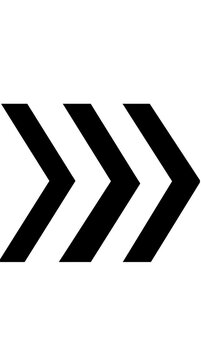 Black Chevron Arrow Icon Set, 3 Double Right Pointing Arrows, Minimalist Vector Graphic Design Elements, Symbol for Next Step, Navigation, Forward Movement, Next Page, Speed