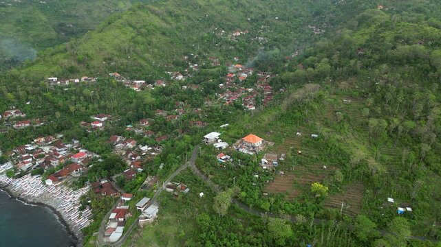 Gili Selang Village Easternmost Point Of Bali Amed Indonesia Drone Track Left 4K 60FPS