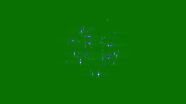 White twinkle stars and sparkle glittering burst effect, magic sparkles glitter line stars, bokeh lights glowing fairy sparkle line burst, fairy dust wand glitter stars trail on green screen.