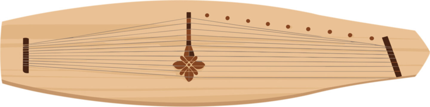 Traditional Gusli String Musical Instrument Vector Illustration Featuring Flat Wooden Folk Zither With Metal Strings Isolated On White Background