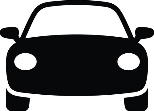 Black Car Front View Icon for Automotive Design