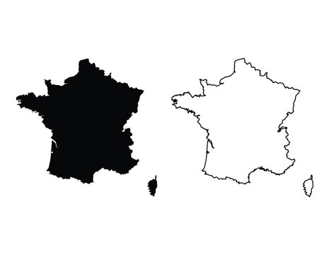 France Map Silhouette And Outline Vector Graphic Asset Illustration