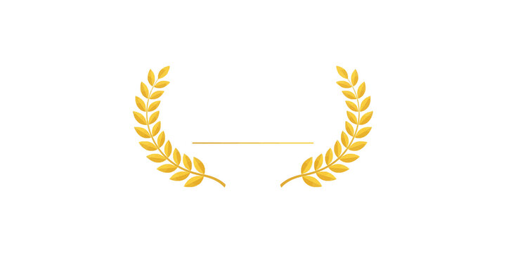 Golden laurel wreath with a blank space for text, symbolizing honor, achievement, and customizable recognition.