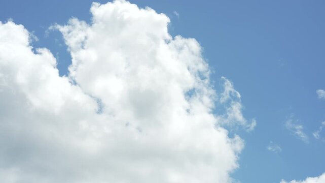 Summer clouds and blue sky time-lapse
A time-lapse video showing fluffy summer clouds moving across a bright blue sky.