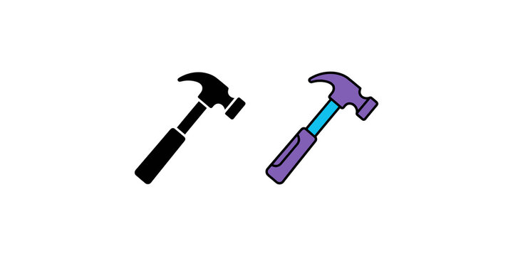 Steel claw hammer tool set in black and purple colors for hardware store branding and home renovation repair project needs.