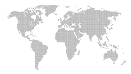 Pixelated World Map Digital Illustration, Pixel Art World Map Global Geography Illustration © shakilcreativework
