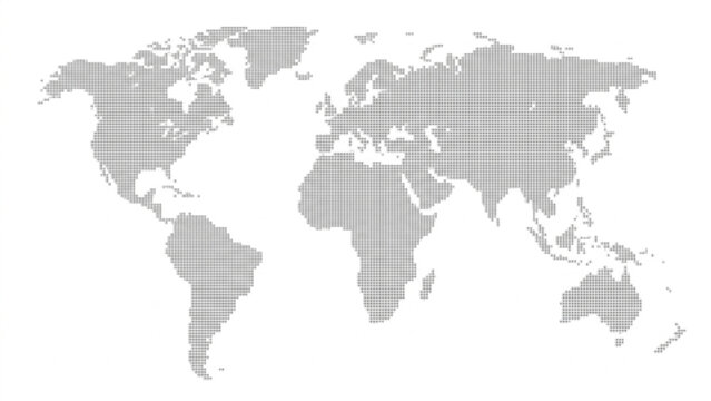 Pixelated World Map Digital Illustration, Pixel Art World Map Global Geography Illustration