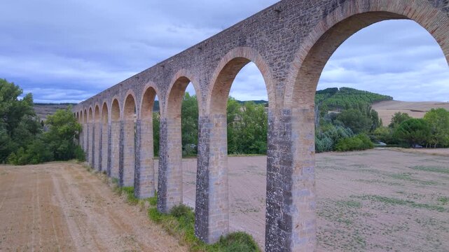 No&aacute;in Aqueduct, built during the reign of Charles III of Spain to bring drinking water to Pamplona. World Heritage Site. No&aacute;in. Navarre. Spain. Europe