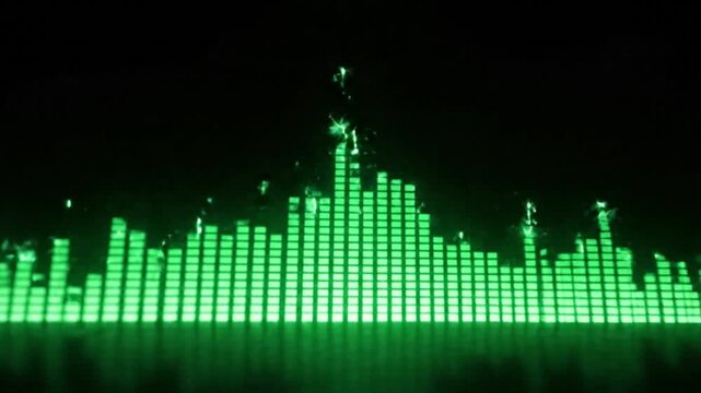 Digital green audio equalizer bars showing sound frequency levels
