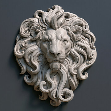 3D printable Leo zodiac constellation sculpture with a majestic lion head, geometric mane and celestial stars for contemporary astrology-inspired decor.