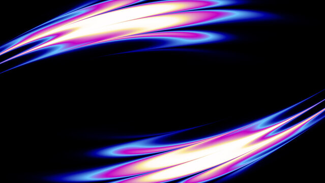 Vibrant neon light curve background with glowing magenta blue dynamic lines on black texture.