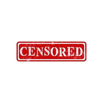 Red censored rubber stamp icon with grunge texture for privacy and restricted content warning design element