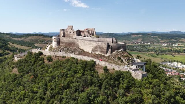 Aerial view of Deva Castle, Deva, Romania
