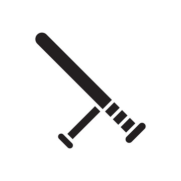 Police baton nightstick glyph icon, crowd control weapon vector symbol