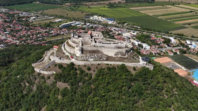 Aerial view of Deva Castle, Deva, Romania