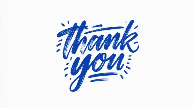 Blue handwritten thank you lettering isolated on white background. Perfect for greeting cards and appreciation design.