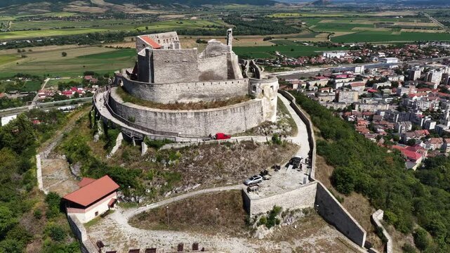 Aerial view of Deva Castle, Deva, Romania