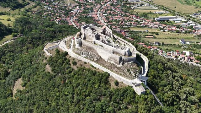 Aerial view of Deva Castle, Deva, Romania