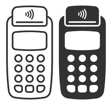 contactless payment terminal icon set electronic card reader device on transparent background