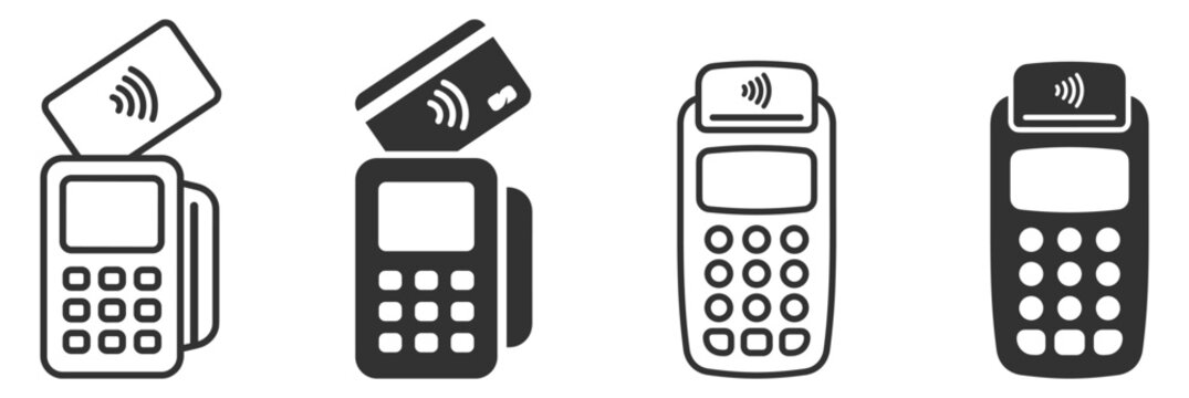 payment terminal with contactless credit card chip reader electronic device for retail transactions on transparent background