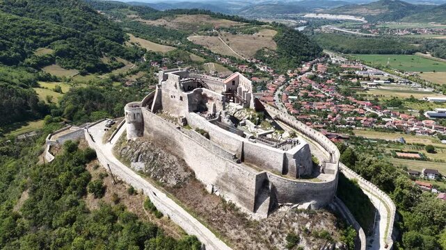 Aerial view of Deva Castle, Deva, Romania